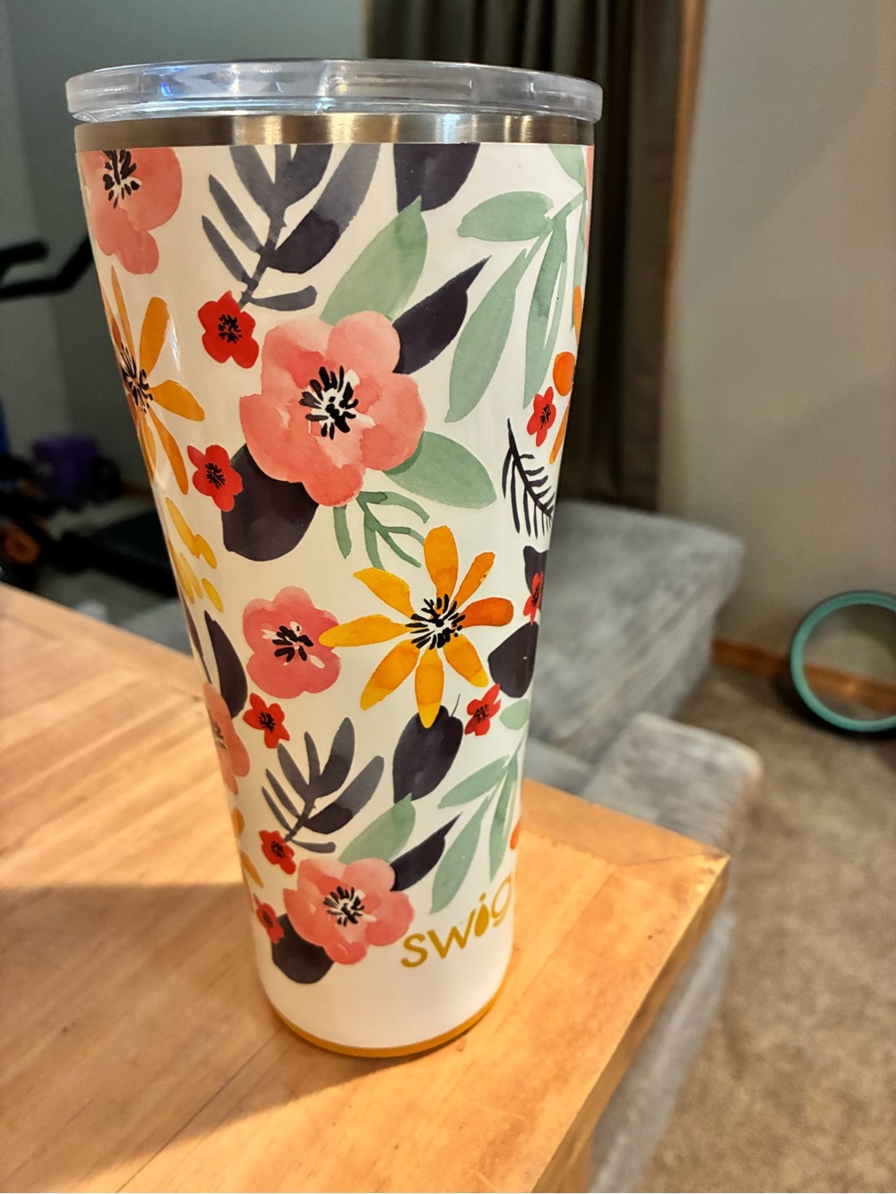 32 oz Swig Floral Stainless Travel Tumbler - Pink & Yellow